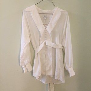 TOPSHOP Plunge V-neck Belted Blouse- NWT!